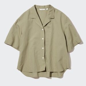 Uniqlo Linen Blend Open Collar Short Sleeve Shirt — Size XS